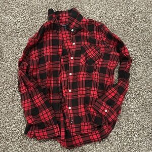 American Eagle Black and Red Flannel